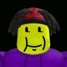 a yellow cartoon character with dreadlocks and a red headband