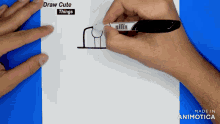 a hand holding a marker on a piece of paper with the words draw cute things above it