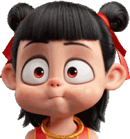 a close up of a cartoon character 's face with big eyes