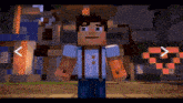 a minecraft character with suspenders and a blue shirt