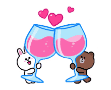 bear brown and cony bunny white new love