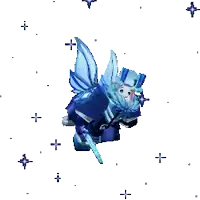 a pixel art of a fairy with a sword and wings