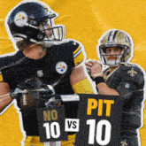 pittsburgh steelers and new orleans saints players holding up signs that say no 10 vs 10