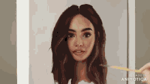 a drawing of a woman 's face is being made in animatica