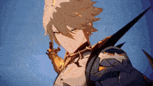 a pixel art drawing of a boy with a sword