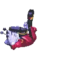 a pixel art of a cartoon character with a tv head