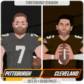 an advertisement for a football game between pittsburgh and cleveland on oct 31