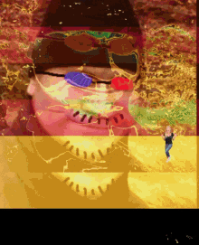 a painting of a man wearing sunglasses and a woman standing in front of him