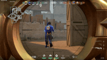 a sniper in a video game is looking through a scope at someone