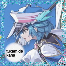 a picture of tuxam de kana with a blue background