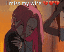 a cartoon of a woman crying with the words i miss my wife