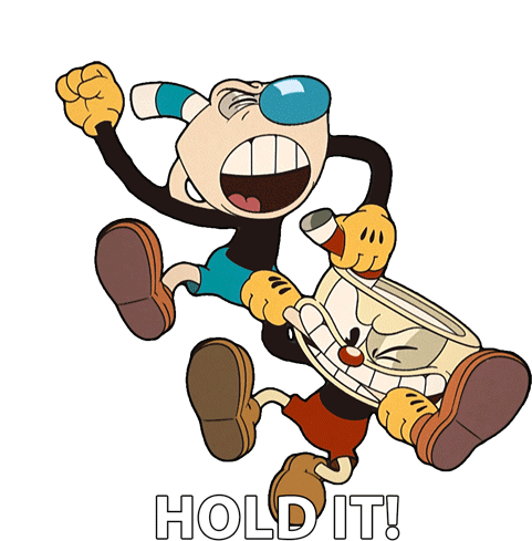 Hold It Mugman Sticker - Hold It Mugman The Cuphead Show Stickers