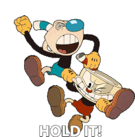 Hold It Mugman Sticker - Hold It Mugman The Cuphead Show Stickers