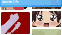 a screenshot of a search for gifs on a phone screen