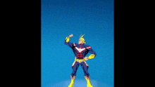 a cartoon of all might from my hero academia standing in front of a blue sky .