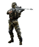 a man in a camouflage uniform is holding a gun