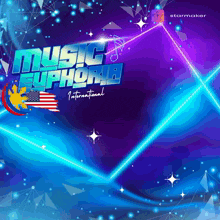 a blue and purple poster for music euphoria