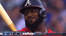 a baseball player wearing a helmet and holding a bat