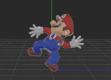 a cartoon character , mario , is standing on a grid in a video game .