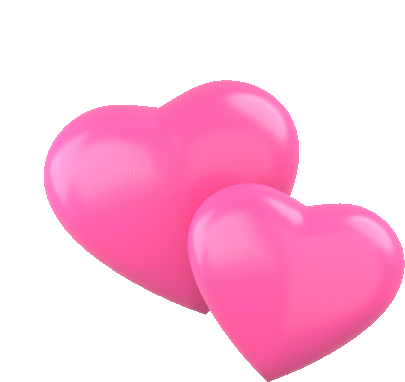 two pink hearts are stacked on top of each other on a white surface