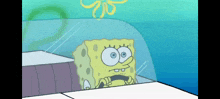 a cartoon character named spongebob is driving a car