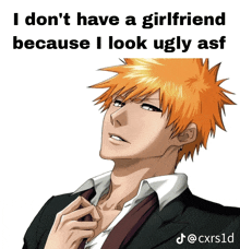 a picture of a man in a suit and tie with the caption i don t have a girlfriend