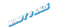 the word windy o balls is written in blue