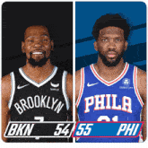 a brooklyn nets basketball player and a philadelphia basketball player