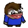 a pixel art drawing of a man wearing a blue shirt and sunglasses .