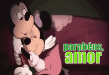 Parabéns Amor / Casal / Abraço / Namorados / Mickey E Minnie GIF - Mickey Mouse Minnie Mouse Congrats My Love GIFs