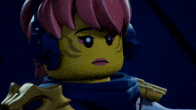 a close up of a lego character 's face