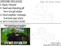 a picture of a man with the words wtf discord sex written on it