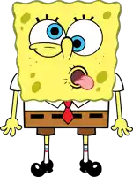 a cartoon of spongebob with his tongue hanging out