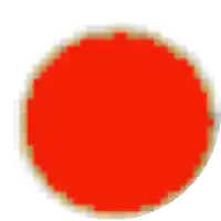 a close up of a person 's face in a circle with a white background