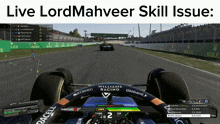a screenshot of a video game with the words " live lord mahveer skill issue " at the top