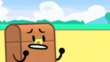 a cartoon drawing of a trunk with a face