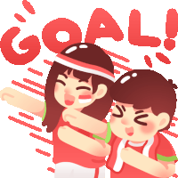 Two Fans Shout "Goal!" Sticker - Goal Fans Soccer Fans Stickers
