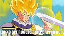 a cartoon character with the words lol xd get rugged skill gapped rofl above him