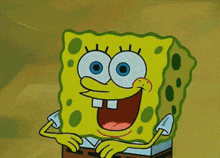 a cartoon of spongebob covering his eyes with his arms