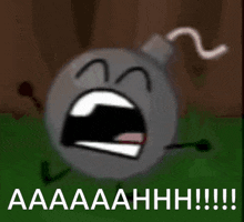 a cartoon bomb is screaming with its mouth open and the words aaaaahhh !!! written below it .