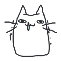 a drawing of a cat with a tear running down its nose