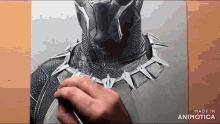 a drawing of a black panther is being made by animatica