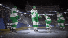 a toronto maple leafs hockey player stands on the ice