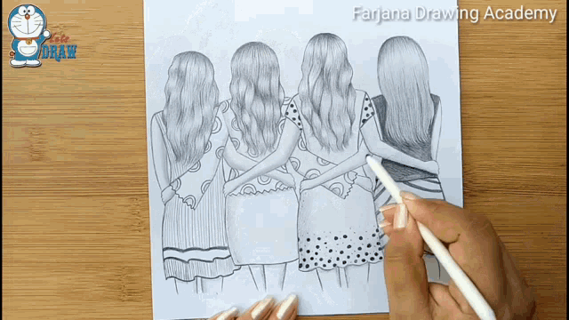 4 Friends Drawing | Drawings of friends, Friends sketch, Best friend  drawings