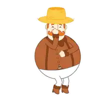 a cartoon drawing of a man wearing a hat