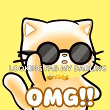 a cartoon cat wearing sunglasses and saying omg !
