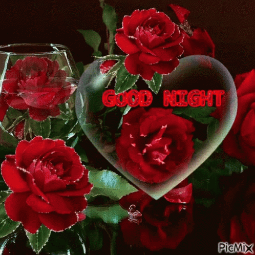 good night flowers gif
