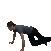 a pixelated image of a person crawling on their knees .