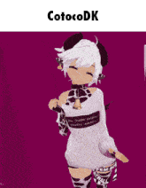 a cow girl with horns is wearing a white shirt that says fem bitch