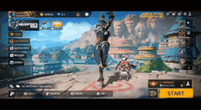a screenshot of a video game called free fire shows a man jumping in the air
